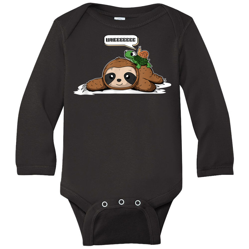 Sloth Turtle Snail Running Riding Team T Shirt Long Sleeve Baby Bodysuit by JahmayaWhittle | Artistshot