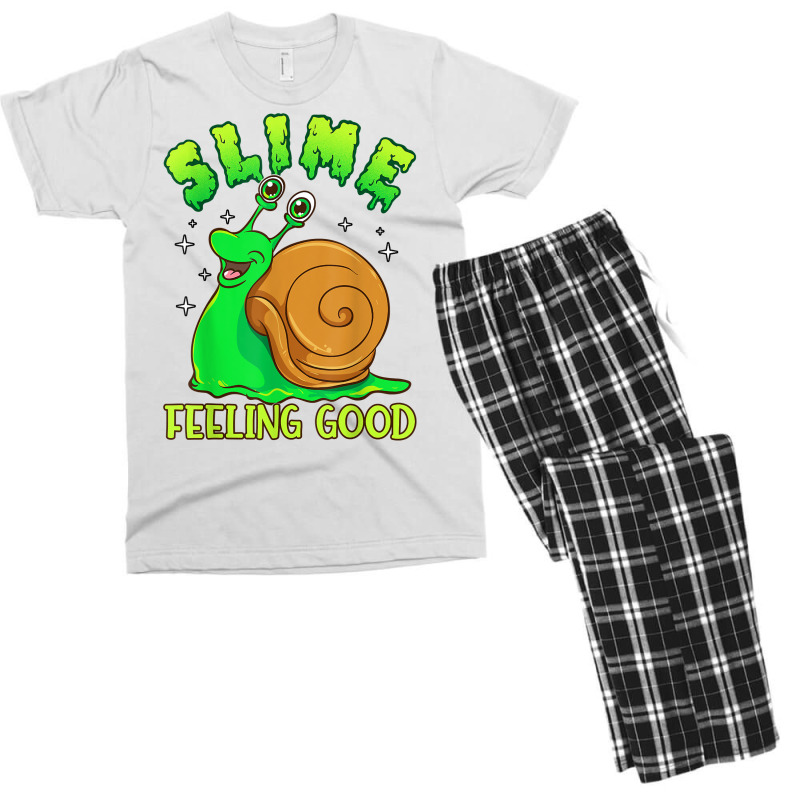 Slime Feeling Good   Funny Pun Cute Slimy Snail T Shirt Men's T-shirt Pajama Set by naythendeters2000 | Artistshot