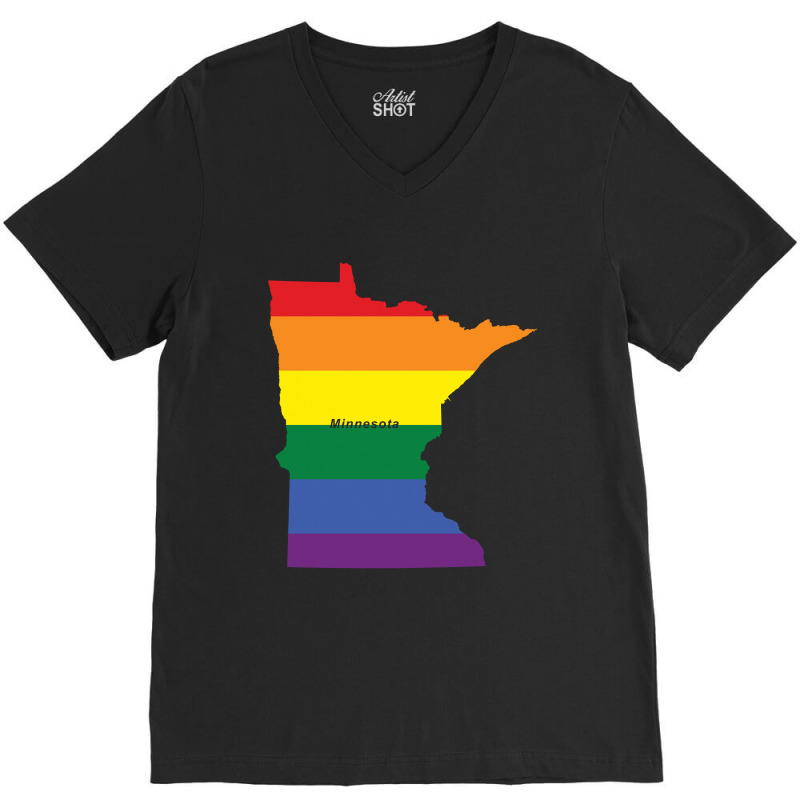 Minnesota Rainbow Flag V-neck Tee | Artistshot