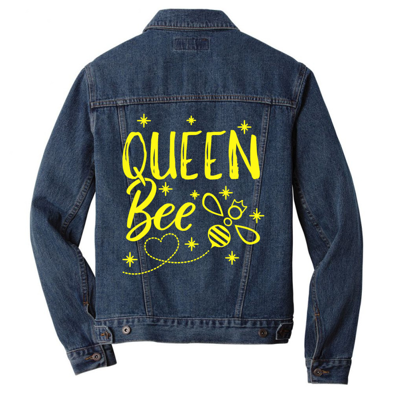 Bee Beekeeper Cute Beekeeper Queen Bee Crown Bee Queen 337 Hive Beekee Men Denim Jacket | Artistshot