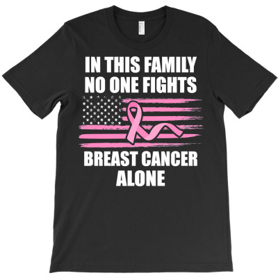 Breast Cancer Month Gift Pink Breast Cancer Ribbon Gift In This Family T-shirt Designed By Offensejuggler