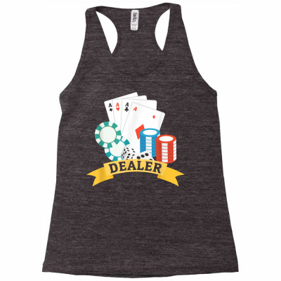 Casino Dealer T Shirt   Chips Cards Poker Racerback Tank Designed By Madilmack