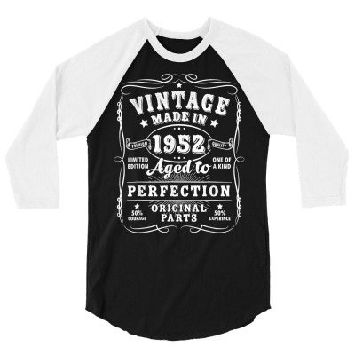 Vintage 70th Birthday Decorations Men Funny 1952 70 Birthday T Shirt 3/4 Sleeve Shirt Designed By Deannpati