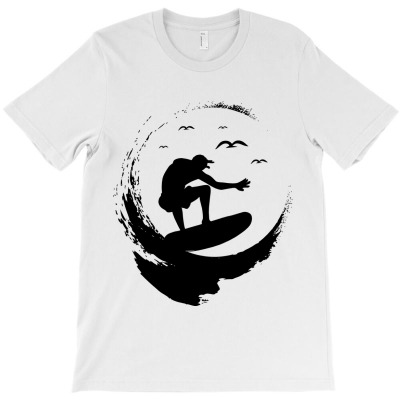 Surfing, Surf, Surfer, Beach, Bird, Birds, Fly, Sea T-shirt Designed By Elshan