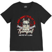 Trumpeter Llama Musical Instrument Trumpet T Shirt V-neck Tee | Artistshot