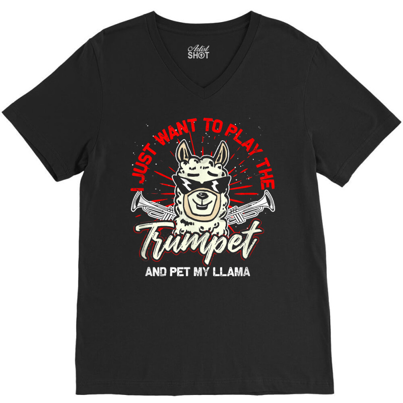 Trumpeter Llama Musical Instrument Trumpet T Shirt V-neck Tee | Artistshot