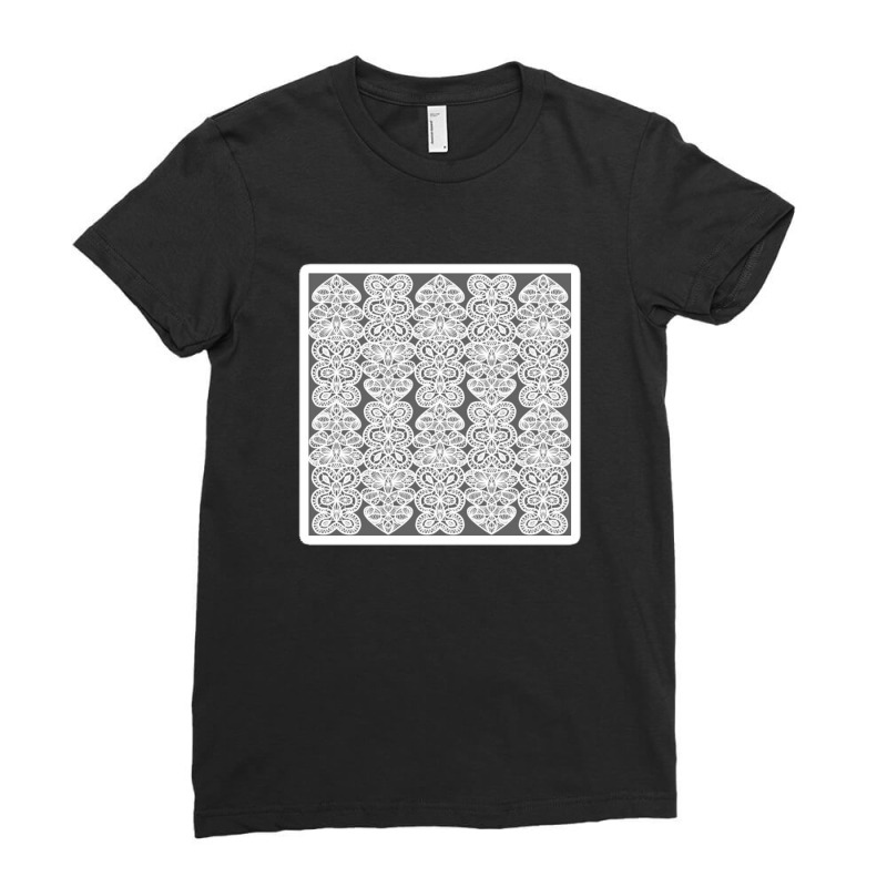 Modern Black And White Decorative Lace Pattern 22614482 Ladies Fitted T-Shirt by izank2 | Artistshot