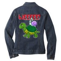 Funny Turtle Snail Running T Shirt Ladies Denim Jacket | Artistshot