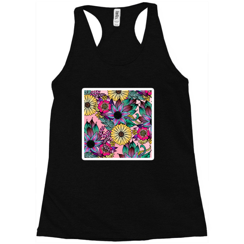 Modern Girly Flowers Leaves And White Pink Stripes 29910811 Racerback Tank by izank2 | Artistshot