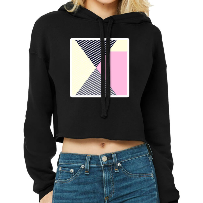 Modern Pink Teal Black White Marble Geometric Tricut 23106692 Cropped Hoodie by izank2 | Artistshot