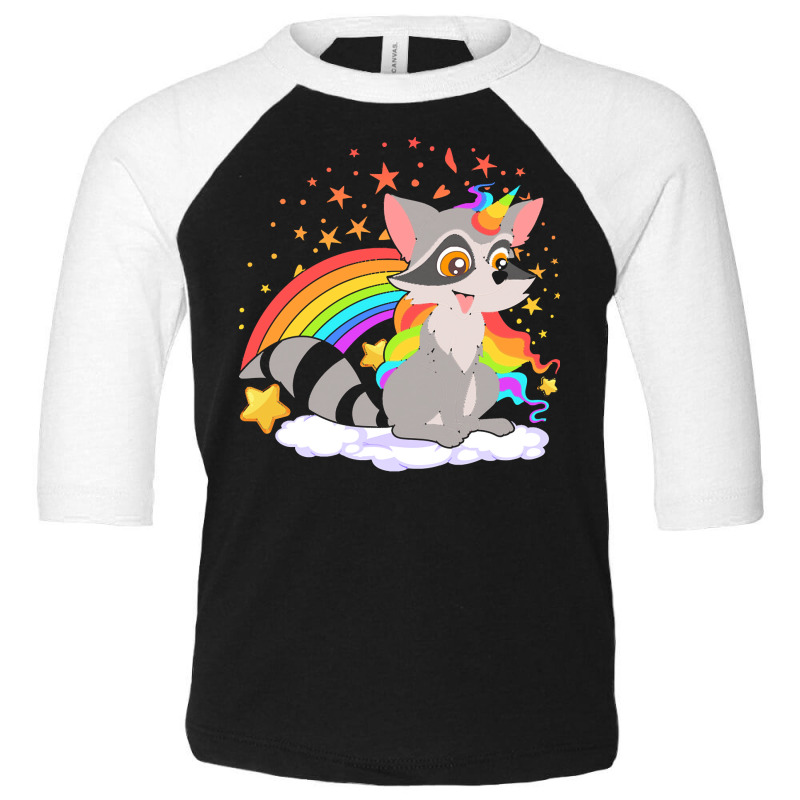 Animal T  Shirt Cute Raccoonicorn Fantasy Trash Panda Unicorn Magical Toddler 3/4 Sleeve Tee by freddy08359 | Artistshot