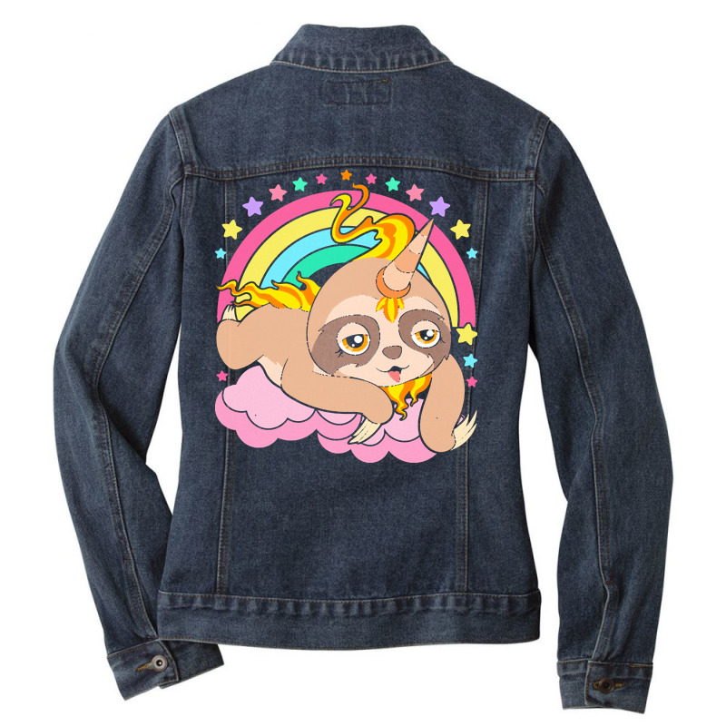 Animal T  Shirt Cute Sloth Magical Unicorn Slothicorn Lazy Animal T  S Ladies Denim Jacket by freddy08359 | Artistshot