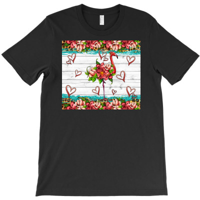 Flamingo With Tropical Flowers T-shirt Designed By Artiststas