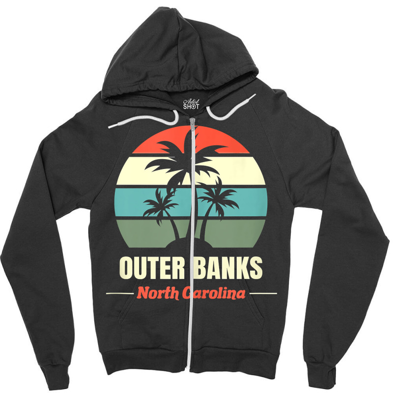 North Carolina Retro Beach Vacation Souvenir Obx Outer Banks Tank Top Zipper Hoodie by Smykowskicalob1991 | Artistshot