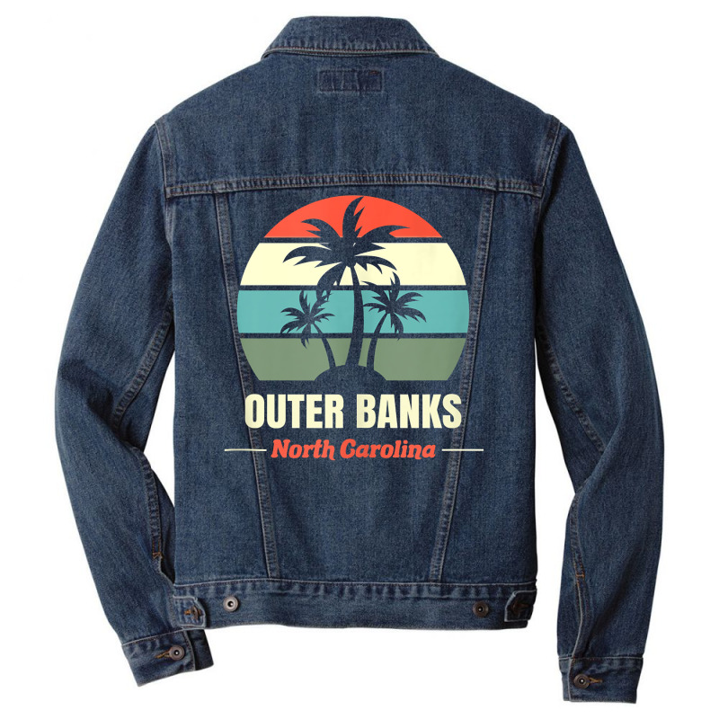 North Carolina Retro Beach Vacation Souvenir Obx Outer Banks Tank Top Men Denim Jacket by Smykowskicalob1991 | Artistshot