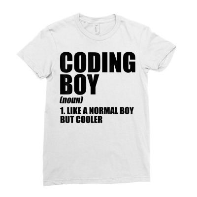 Coding Boy Definition Noun Software Developer Programmer T Shirt Ladies Fitted T-shirt Designed By Mendosand