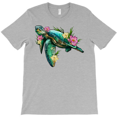 Sea Turtle With Lotus T-shirt Designed By Artiststas