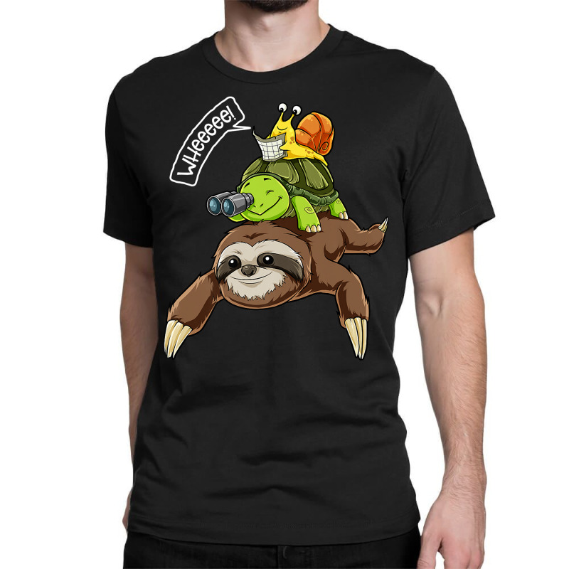 Sloth Turtle Snail T Shirt Piggyback Running Riding Team Tee Classic T-shirt by KretschmerBridge | Artistshot