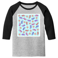 Watercolor Retro Strawberry Hard Candy Pattern 22165754 Youth 3/4 Sleeve | Artistshot