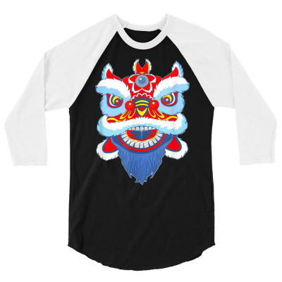 Dragon Mask Chinese New Year Owl Lucky Symbol T Shirt 3/4 Sleeve Shirt Designed By Vaughandoore01