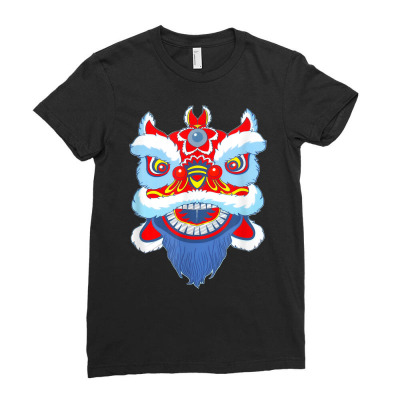 Dragon Mask Chinese New Year Owl Lucky Symbol T Shirt Ladies Fitted T-shirt Designed By Vaughandoore01