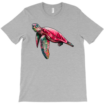 Sea Turtle Pink Glitter T-shirt Designed By Artiststas