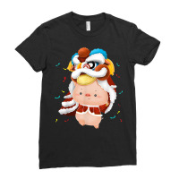 Dragon Dance Pig New Year Gift T Shirt Cute Fortune Shirt Ladies Fitted T-shirt | Artistshot