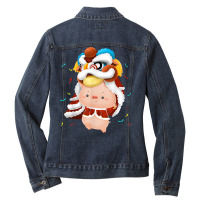 Dragon Dance Pig New Year Gift T Shirt Cute Fortune Shirt Ladies Denim Jacket | Artistshot