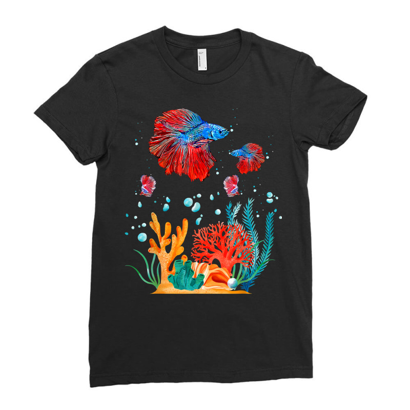 Fishing Saltwater Betta Fish Lover Fishkeeping Animal Fish T Shirt Ladies Fitted T-Shirt by AakritiRosek1997 | Artistshot