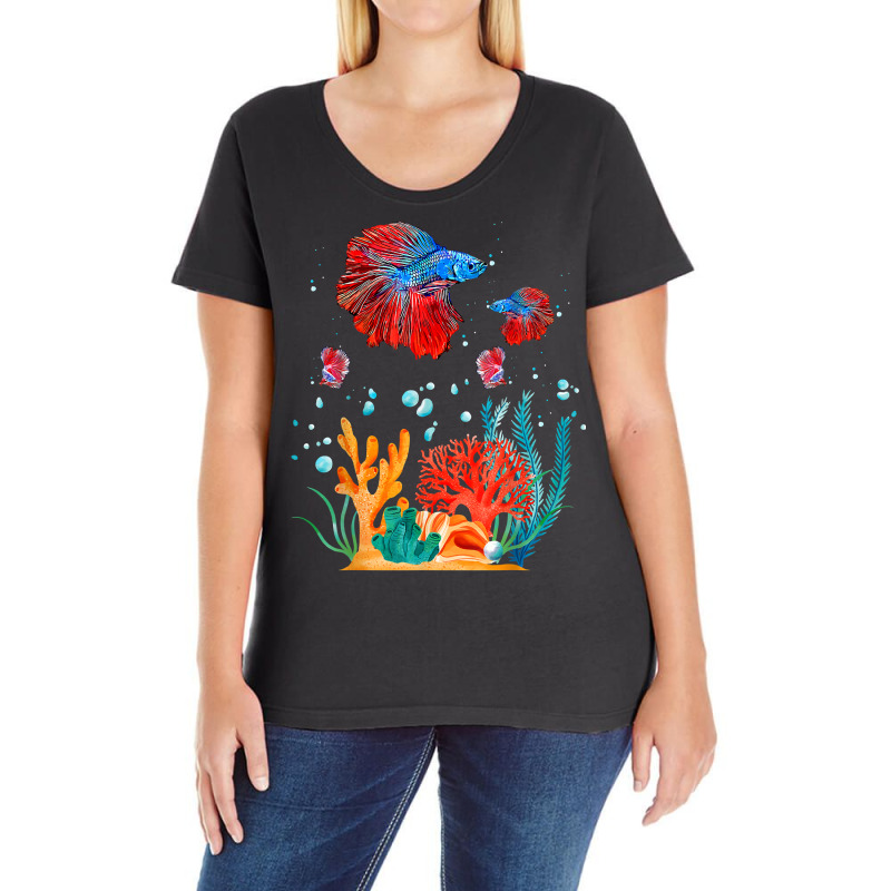 Fishing Saltwater Betta Fish Lover Fishkeeping Animal Fish T Shirt Ladies Curvy T-Shirt by AakritiRosek1997 | Artistshot