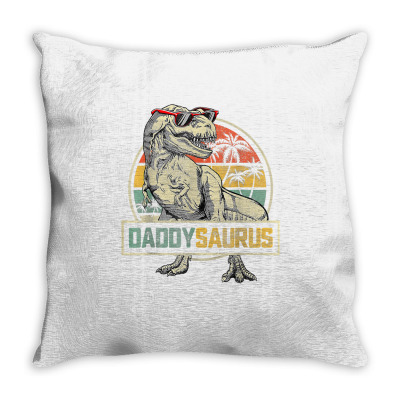 Daddysaurus Funny T Rex Dinosaur Dad Saurus Family Matching T Shirt Throw Pillow Designed By Edenkait