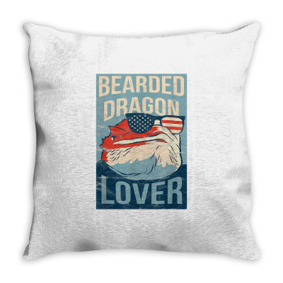 Bearded Dragon Lover Shirt With American Flag T Shirt Throw Pillow Designed By Figuer3654