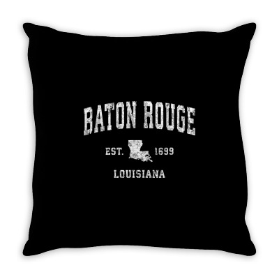 Baton Rouge Louisiana La Vintage Athletic Sports Design T Shirt Throw Pillow Designed By Durwa552