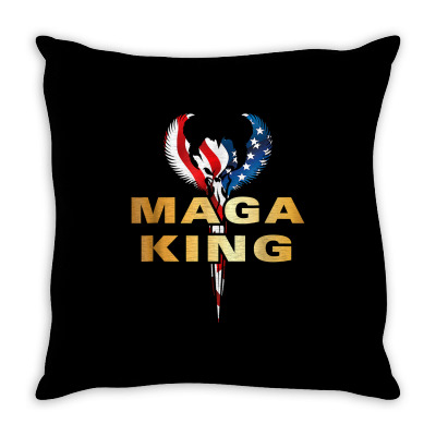Maga King Is Here T Shirt Throw Pillow Designed By Jessekaralpheal