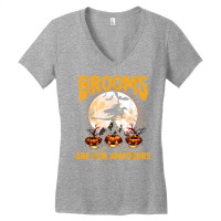 Funny Brooms Are For Amateurs Witch Riding Dragon Halloween T Shirt Women's V-neck T-shirt | Artistshot