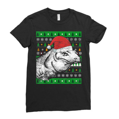 Reptile Lizard Gifts Ugly Christmas Komodo Dragon T Shirt Ladies Fitted T-shirt Designed By Naythendeters2000