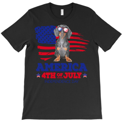 America 4th Of July Independence Day T  Shirt Dachshund Flag U S A   A T-shirt Designed By Strategicwacky