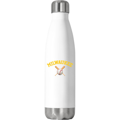 Milwaukee Baseball T Shirt Stainless Steel Water Bottle Designed By Jazmikier