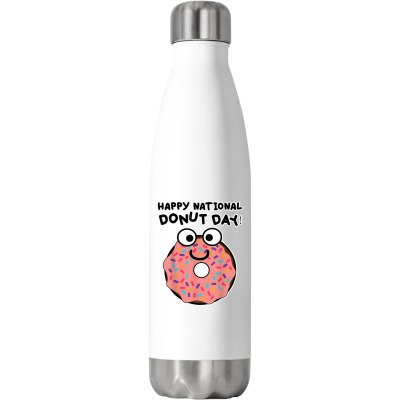 Donut Design For Women And Men   Happy National Donut Day T Shirt Stainless Steel Water Bottle Designed By Liublake