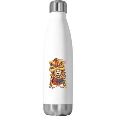 Chinese New Years For Men Dancing Rat Dragon T Shirt Stainless Steel Water Bottle Designed By Vaughandoore01