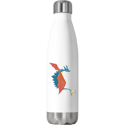 Cute Dragon With Horns And Red Wings Funny Gift T Shirt Stainless Steel Water Bottle Designed By Vaughandoore01