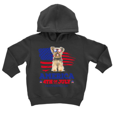 America 4th Of July Independence Day T  Shirt Yorkie Flag U S A   Amer Toddler Hoodie Designed By Strategicwacky