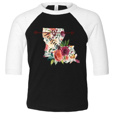 Louisiana Floral Flower Arrow Heart T Shirt Toddler 3/4 Sleeve Tee Designed By Durwa552