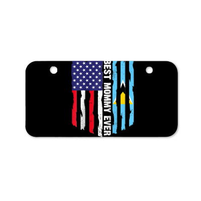 Usa Flag & Saint Lucia Flag Best Mommy Ever Raglan Baseball Tee Bicycle License Plate Designed By Barbegibb