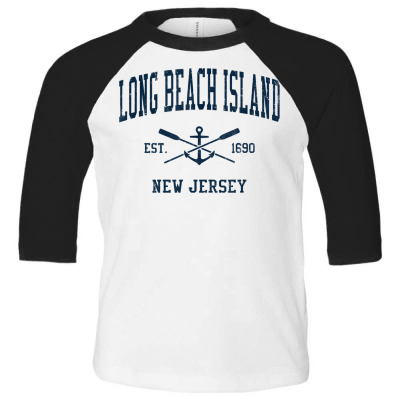 Long Beach Island Nj Vintage Navy Crossed Oars & Boat Anchor T Shirt Toddler 3/4 Sleeve Tee Designed By Isiszara