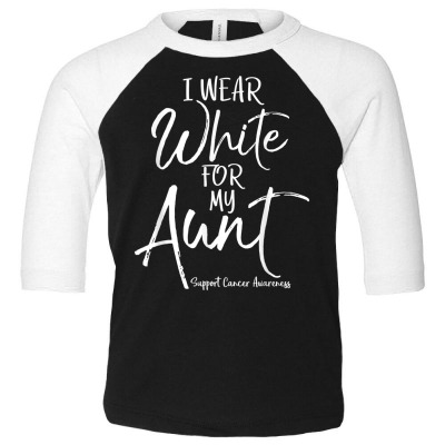 I Wear White For My Aunt Shirt For Niece Nephew Lung Cancer Toddler 3/4 Sleeve Tee Designed By Danai353