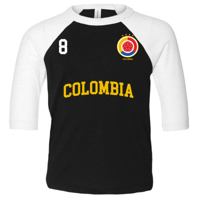 Colombia Soccer Hoodie No. 8 Colombian Flag Camiseta Futbol Toddler 3/4 Sleeve Tee Designed By Crich34