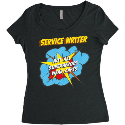 Service Writer Funny Superhero Job Long Sleeve T Shirt Women's Triblend Scoop T-shirt Designed By Quillanarenos