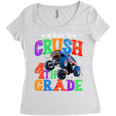 Crush 4th Grade Monster Truck Back To School Boys T Shirt Women's Triblend Scoop T-shirt Designed By Kristalis