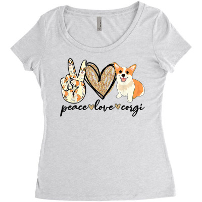 Peace Love Corgi Funny Dog Mom Mother's Day Gift Corgi Lover T Shirt Women's Triblend Scoop T-shirt Designed By Jazmikier
